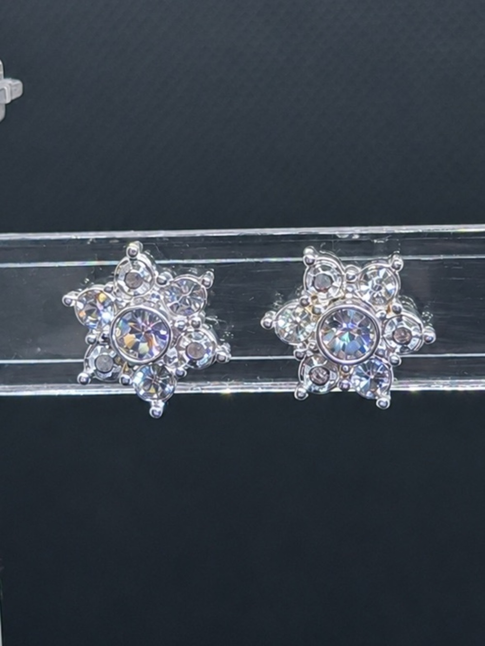 Silver-Tone Crystal Convertible Stud Earrings.
